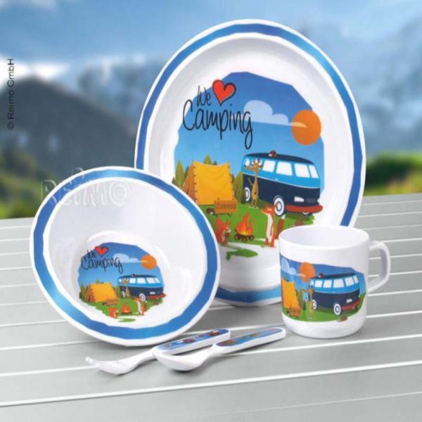 set piatti melammina bambino love camping caravanbacci