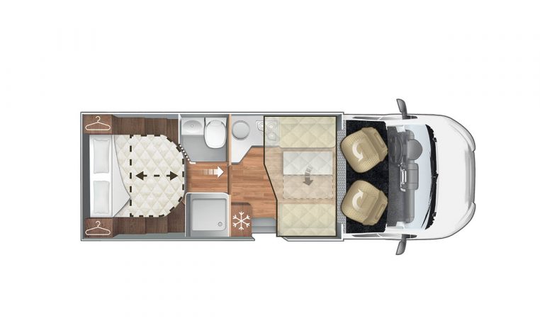 Disegno piantina camper visuale dall'alto | Caravanbacci.com