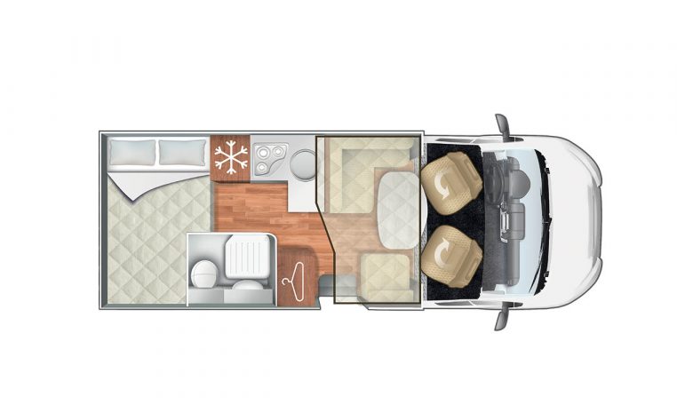 Disegno piantina camper vista dall'alto | Caravanbacci.com