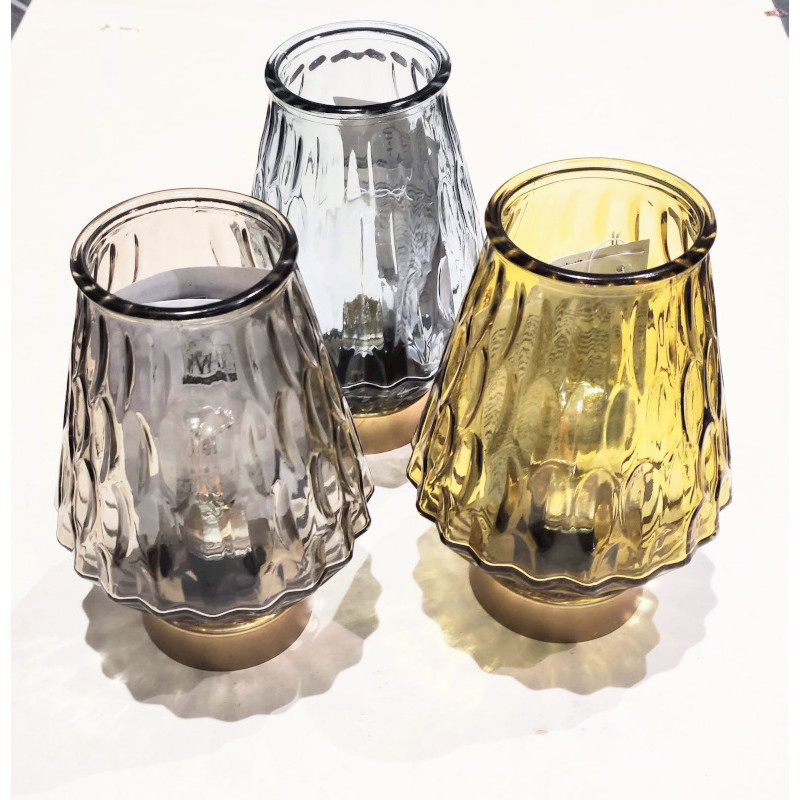 lanterne vetro colorato varie sfumature con lampadina a led con funzionamento a batteria caravanbacci