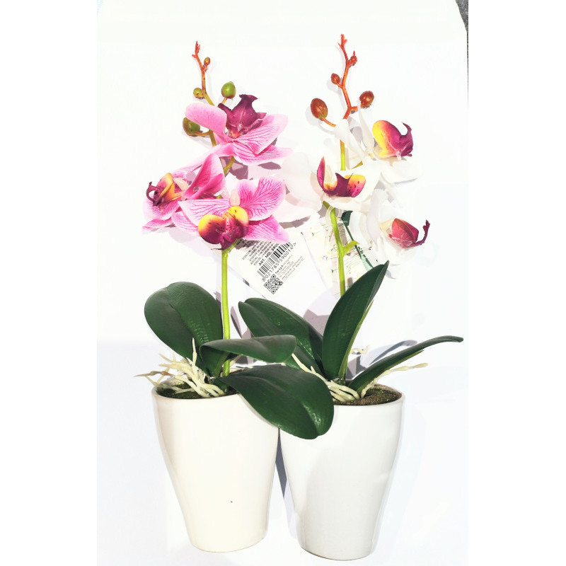 piante finte orchidea in tessuto su vasetto di porcellana caravanbacci