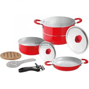 set di pentole diam.22 rosso caravanbacci