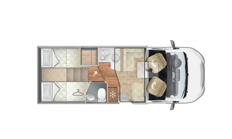 Disegno piantina camper vista dall'alto | Caravanbacci.com