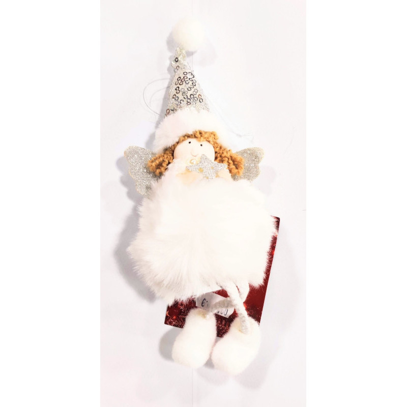 decorazione natalizia da appendere angioletti bianchi e rossi con ali dorate caravanbacci