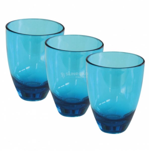set tre bicchieri acqua in policarbonato blu caravanbacci