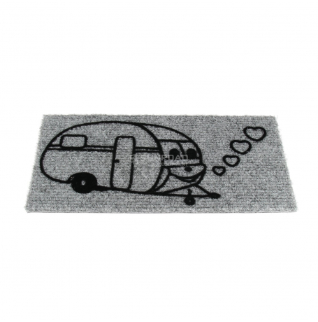 Tappetini per scalino interno con disegno roulotte per rallegrare l'ambiente . Assorbe sporcizia e umidità. Moquette rasa in polipropilene. Non scivola