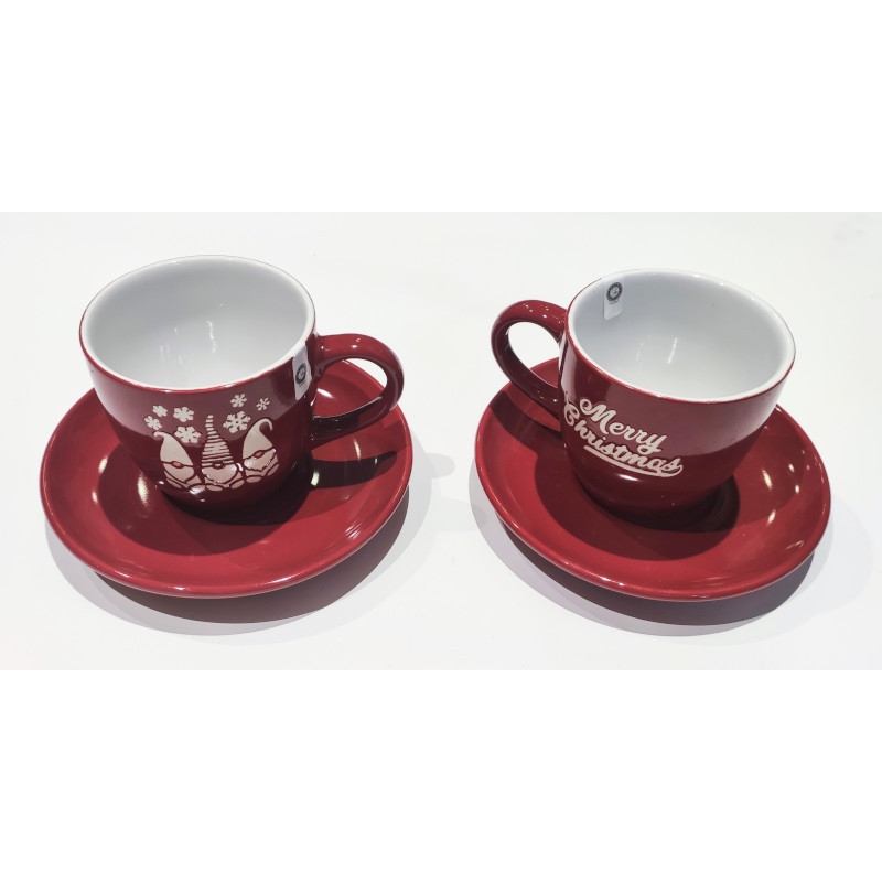 due tazze natalizie rosse in ceramica caravanbacci