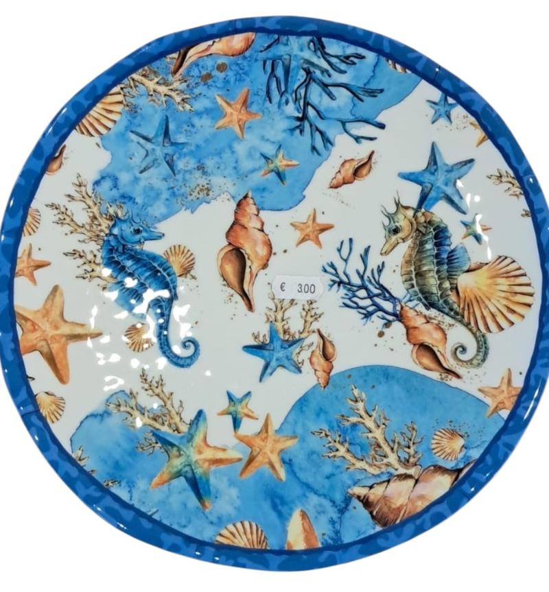 piatto piano decoro marino azzurro caravanbacci