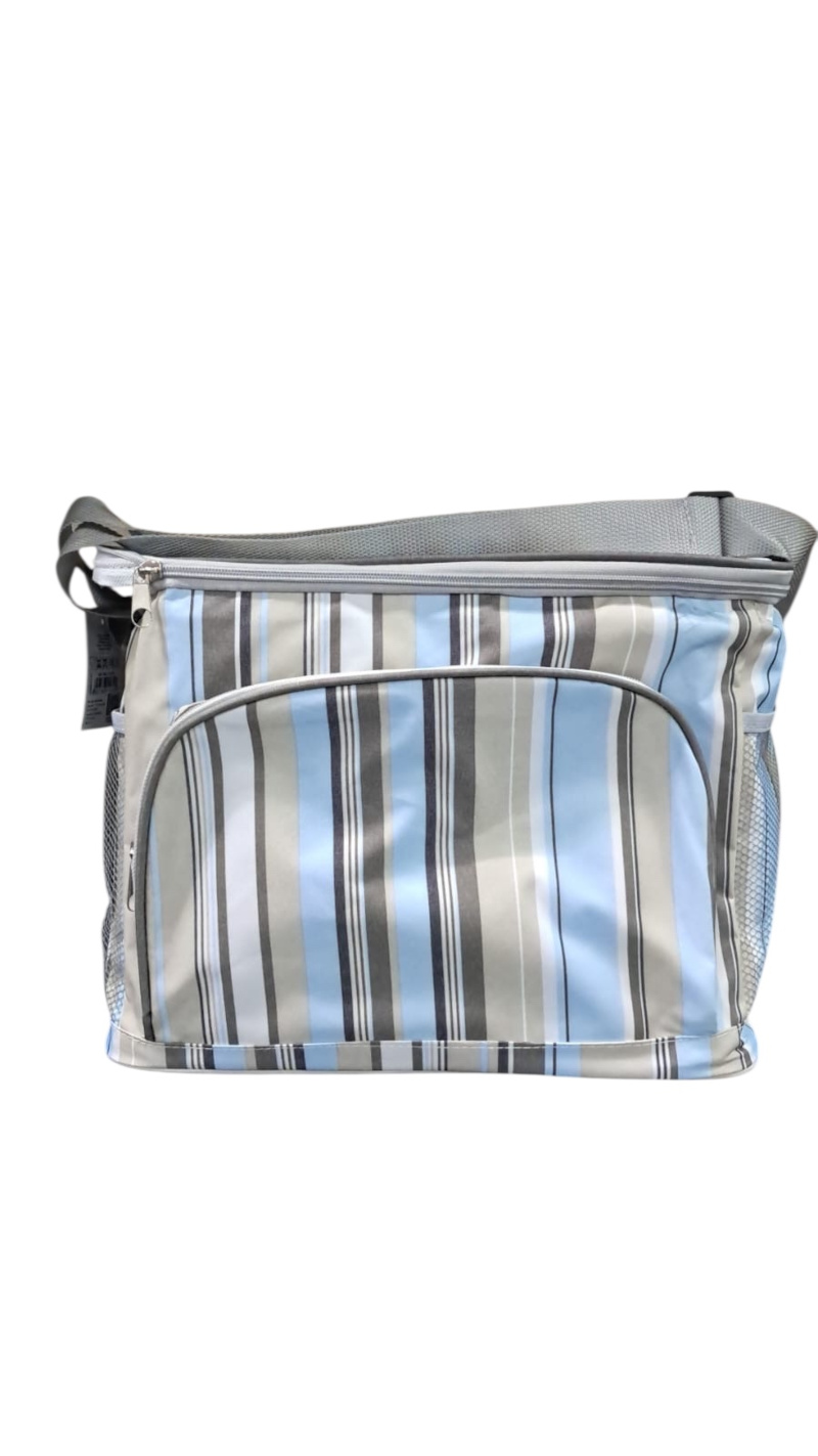 borsa frigo in tessuto a righe tracolla regolabile tasca esterna con cerniera caravanbacci