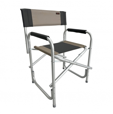 sedia regista in alluminio imbottita beige/grigio caravanbacci
