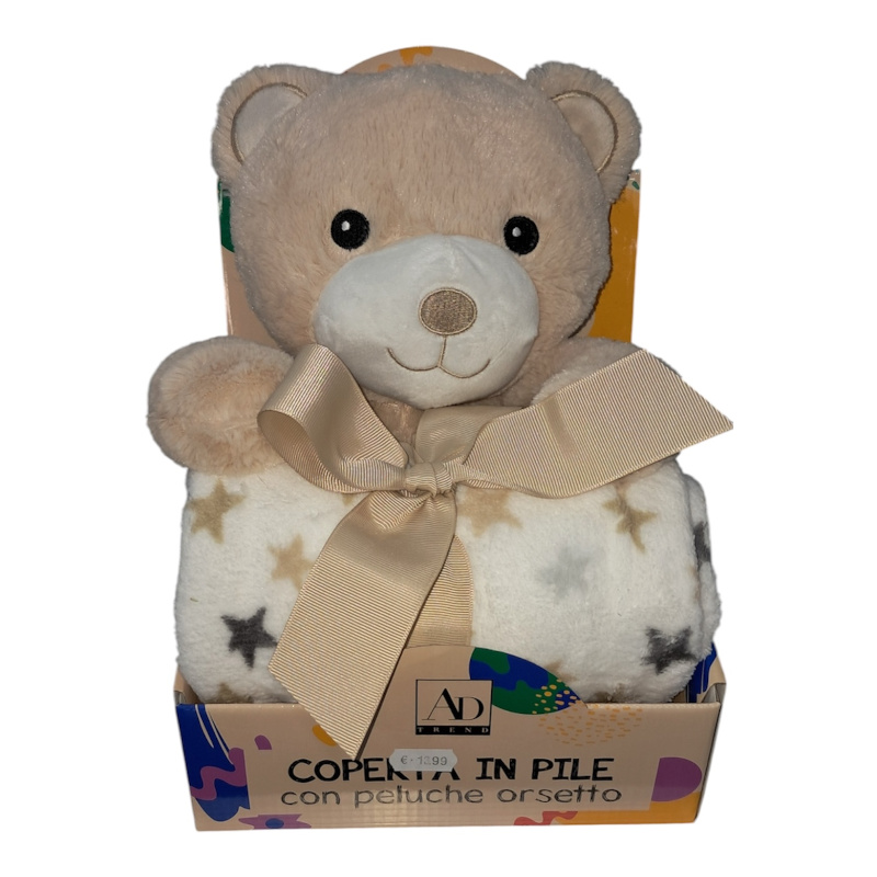 orsacchiotto con copertina pile regalo bambino caravanbacci